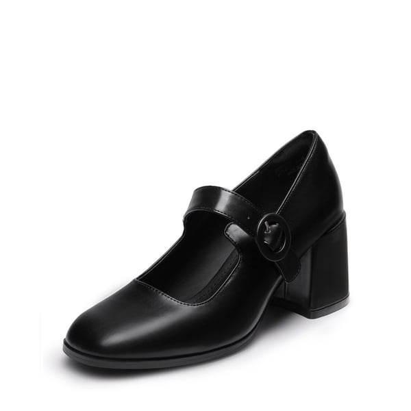 Chunky Mary Jane Pumps - BLACK PU -  0